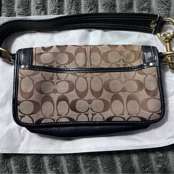 Coach Tan and Black Signature Shoulder Bag - Picture 7 of 13